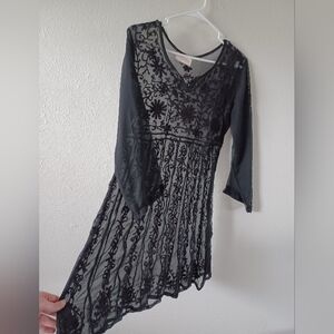 Black Sheer Embroidered Dress Meena Mahal Arts Poetic Threads